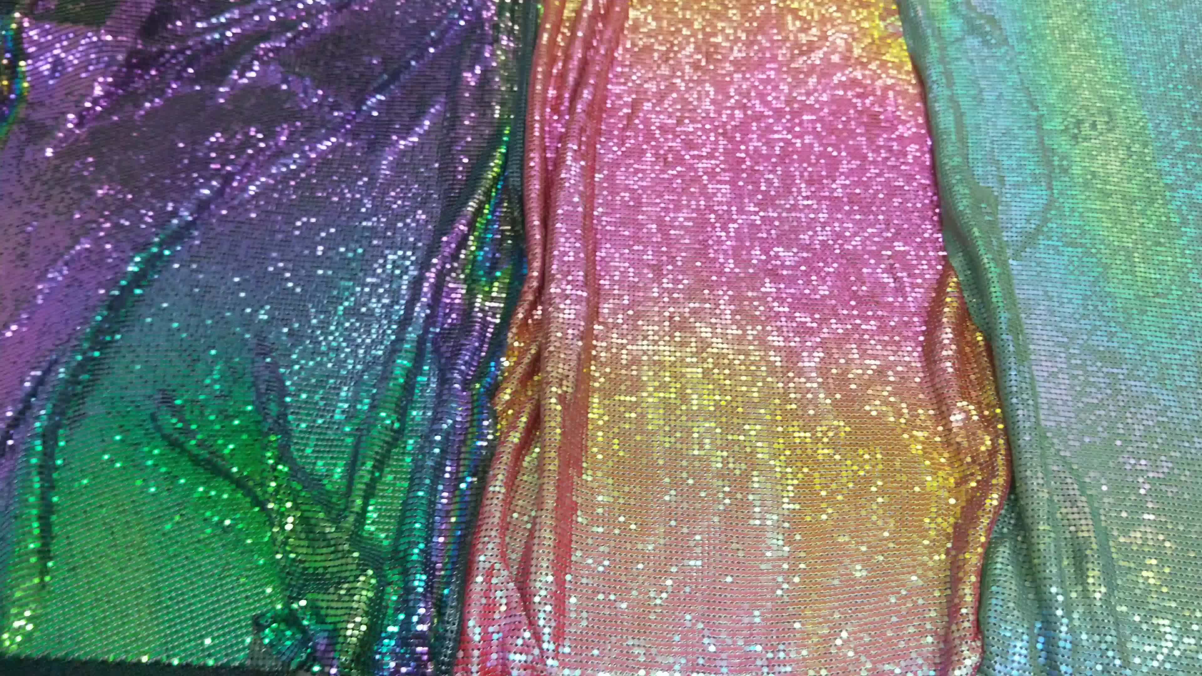 2021 Hot Selling Iridescent Pink Aluminum Metal Mesh Chainmail Fabric