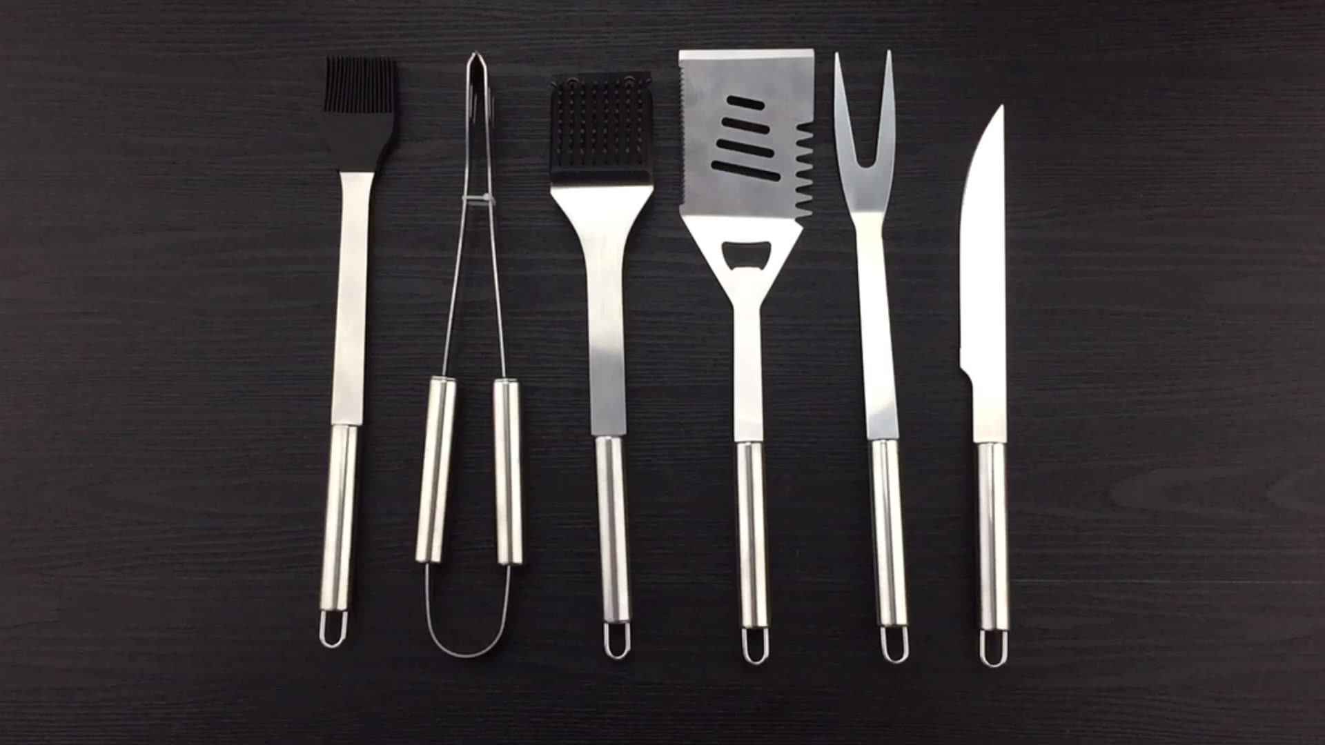 2 Piece Set Stainless Steel Bbq Tools Meat Carving Knife And Fork Set