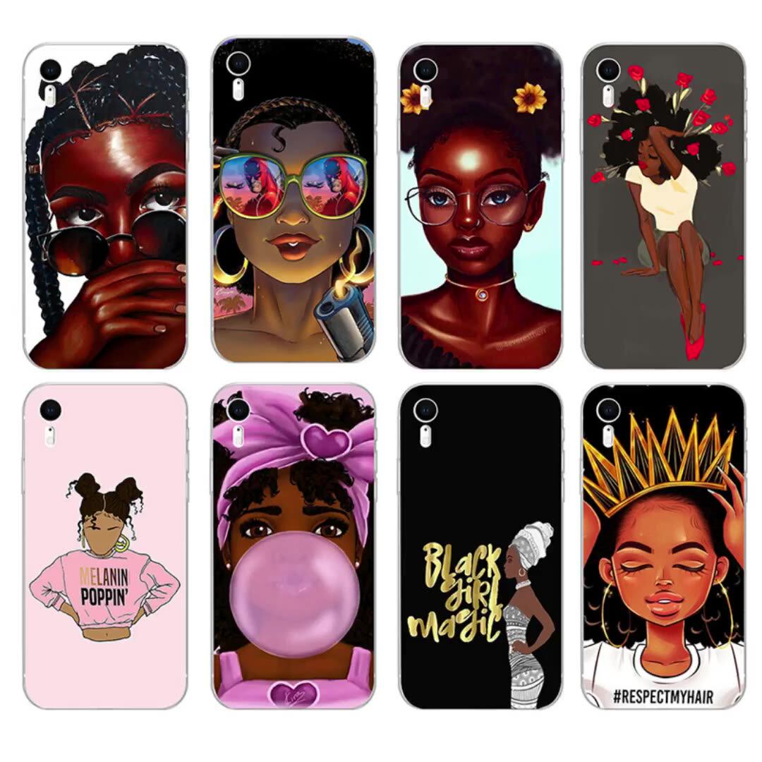 Black Girl Case Used For Iphone 13 12 11 Pro Max 7 8 Plus Xs Max Soft Tpu Street Fashion Mobile Phone Case Buy Afro African American Girl 7 8 Case