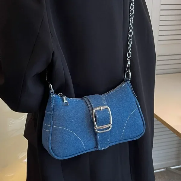 Elegant Canvas Women's Bag 2024 New Trendy Minority Summer Fashion Chain Shoulder Crossbody Bag