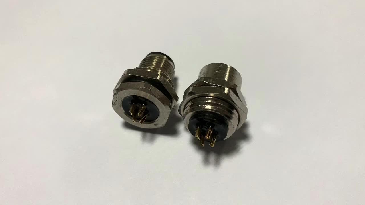 Ip67 Waterproof Power M12 Connector 5pin 4pin Solder Cable Metal M12