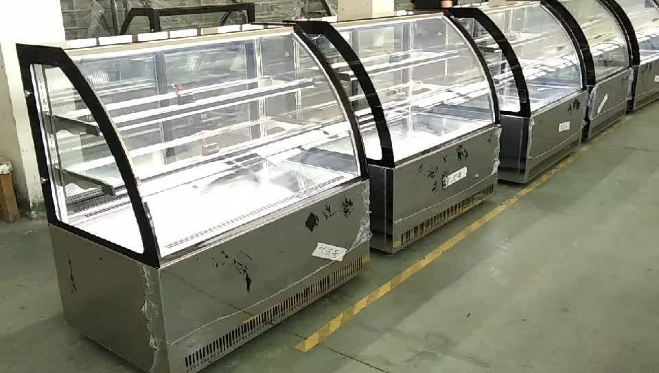 Three Shelves Bakery Display Showcase 1500mm Curved Glass Bakery