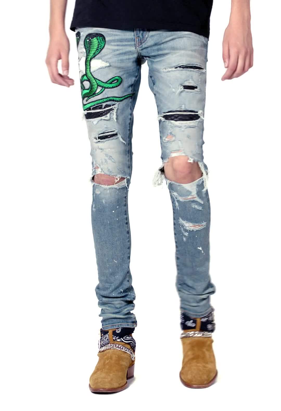 Snake Embroidered Jean
