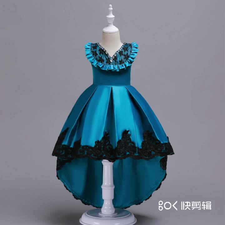 European And American Style Kid Tailed Evening Dress High Grade Flower