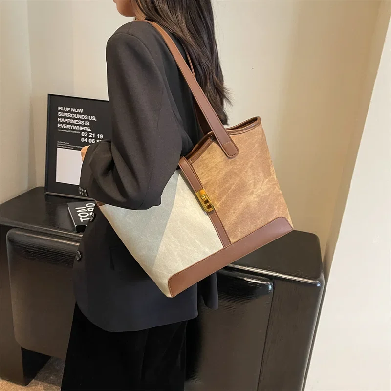Large Capacity Bags for Women 2024 New Style High-End Versatile Top Handle Single Shoulder Bag for Office Ladies Commuter Bags Tote Bag
