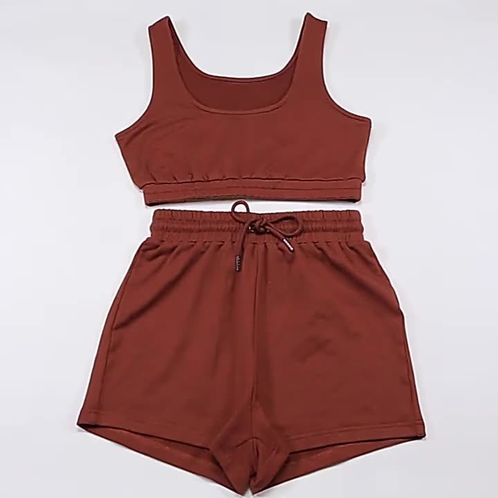 Two Piece Womens Shorts Set Summer Casual Tracksuit Tight Track Suit