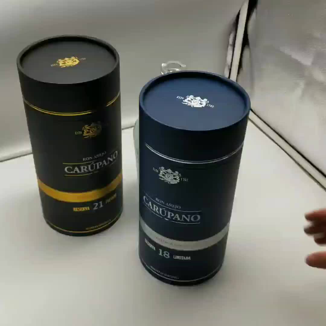 Luxury cylinder wine glass tube paper packaging box with silver hot stamping, View cylinder wine