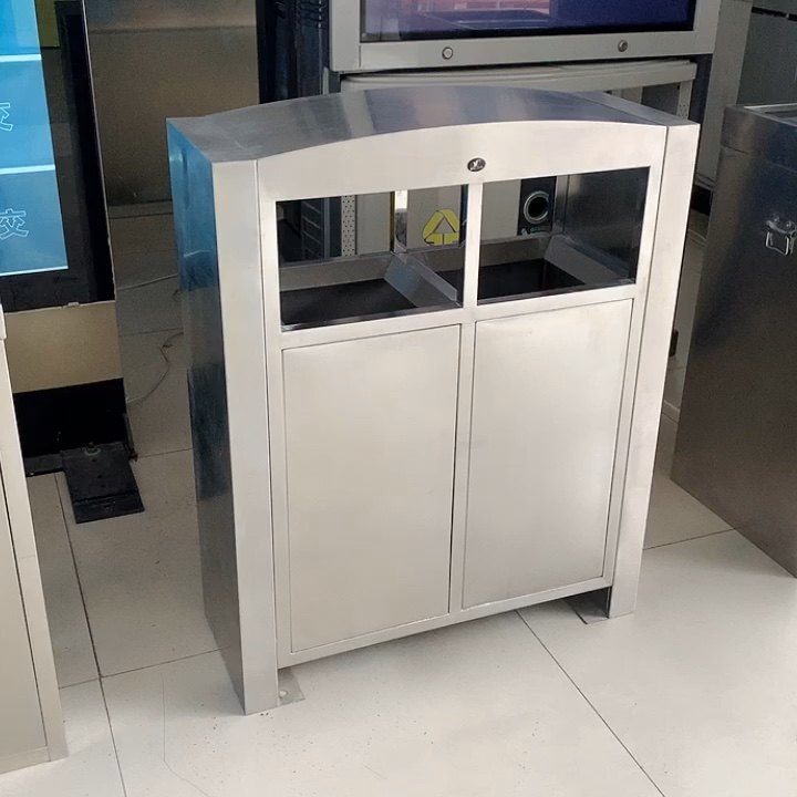 Customized Outdoor Stainless Steel Waste Bin 3 Compartment Recycling