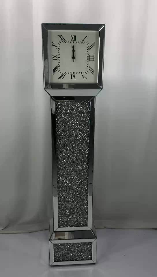 Crushed Diamond Silver Elegant Grandfather Clock European Style