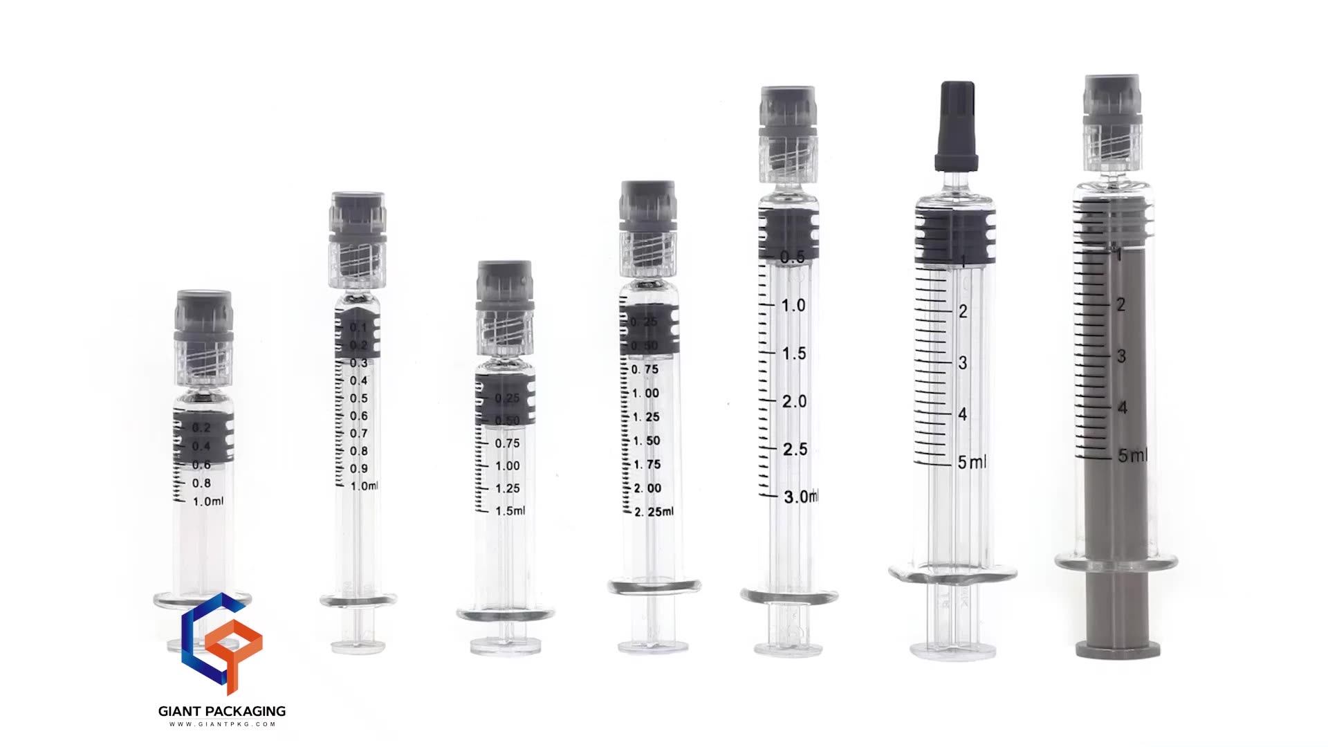 Wholesale Glass Syringe With Luer Lock Dust Free Oil Filled 1ml 2.25ml