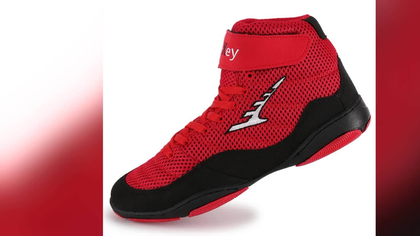 Breathable Leather Boxing Shoes Cometetion Training Kung Fu Boots For