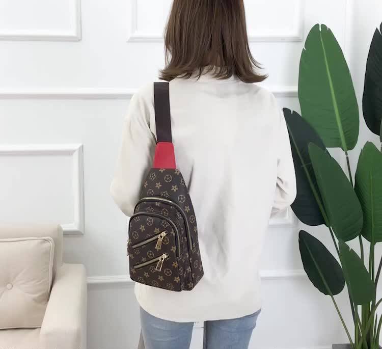 Mini Sling Waterproof Antitheft Women Black Pu Leather Chest Bag