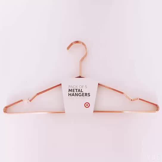 Factory Wholesale Bulk Rose Gold Metal Wire Clothes Hanger With Logo