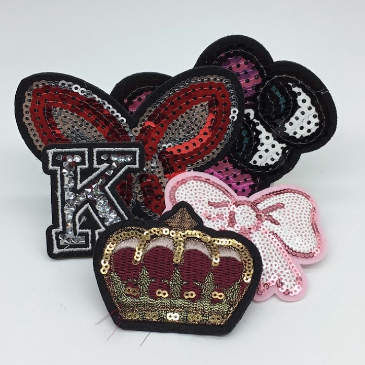 Wholesale Sew On 3d Design Custom Sequin Applique Embroidery Patches