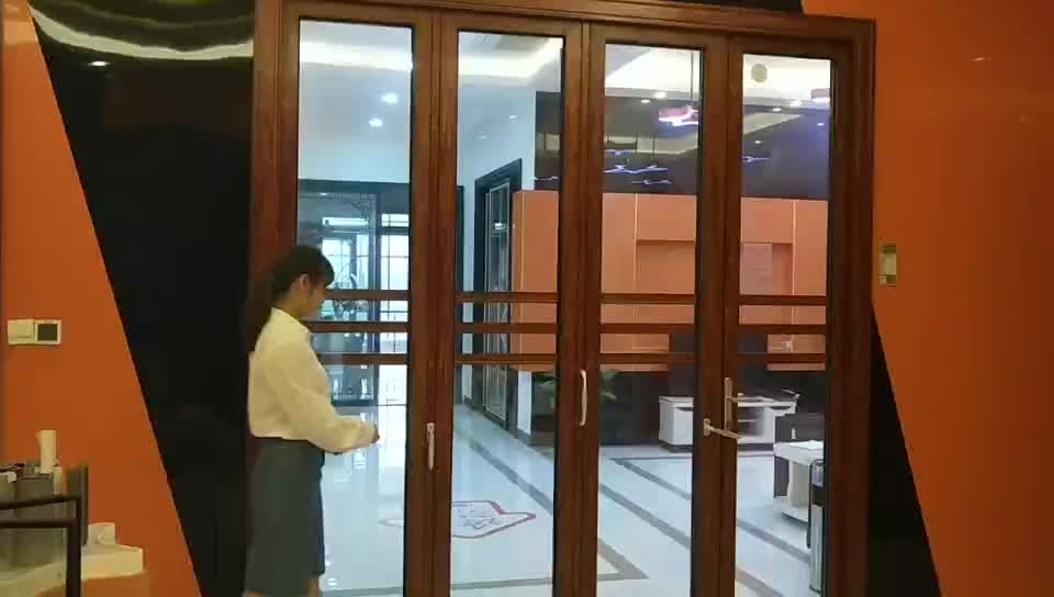 Frameless Glass Veranda Folding Sliding Door Door Philippines Wood Grain Sliding Fold Aluminium