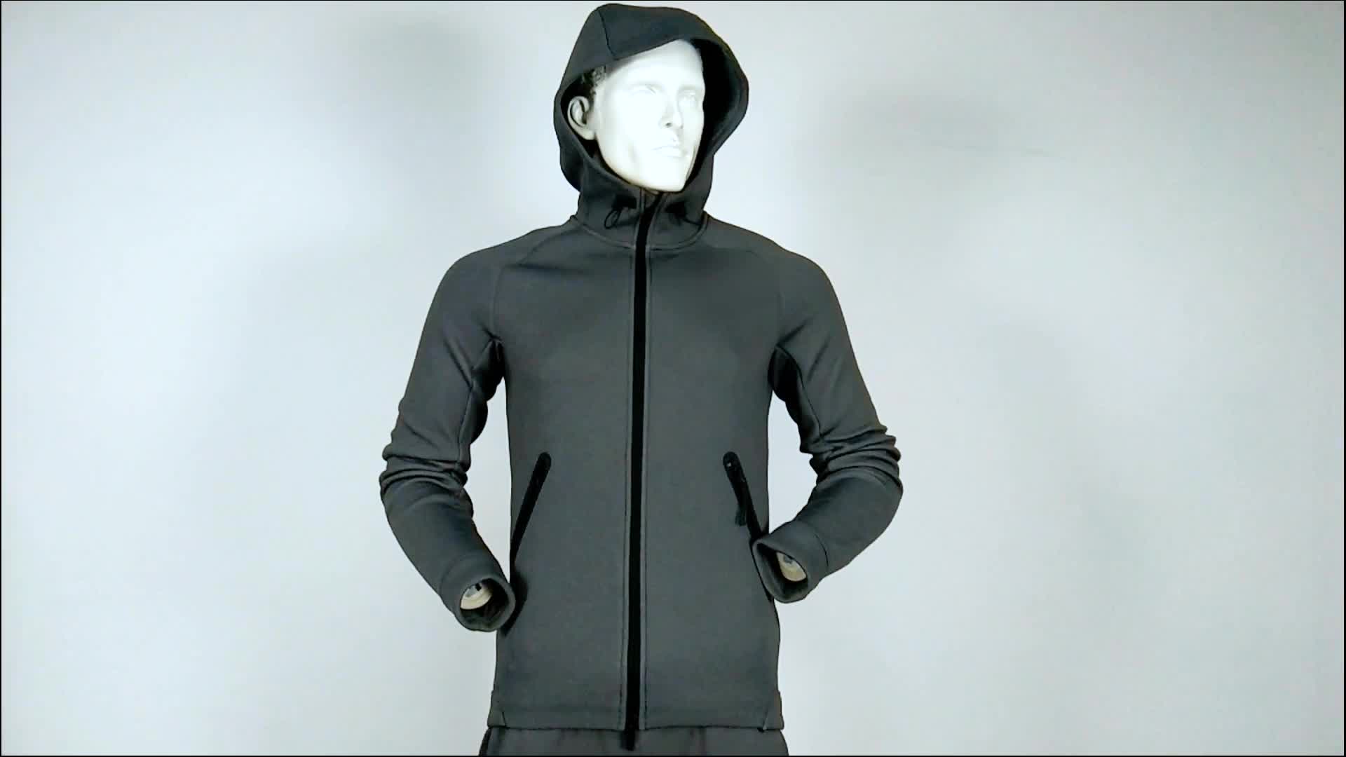 Custom Full Zip Blank Satin Lined Tech Fleece Men Oversized Hoodies