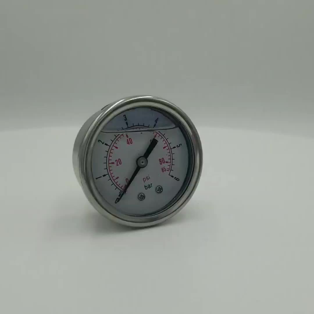 Ss Material Bottom Oil Filled 1.6 Mpa Liquid Pressure Gauge Mercury