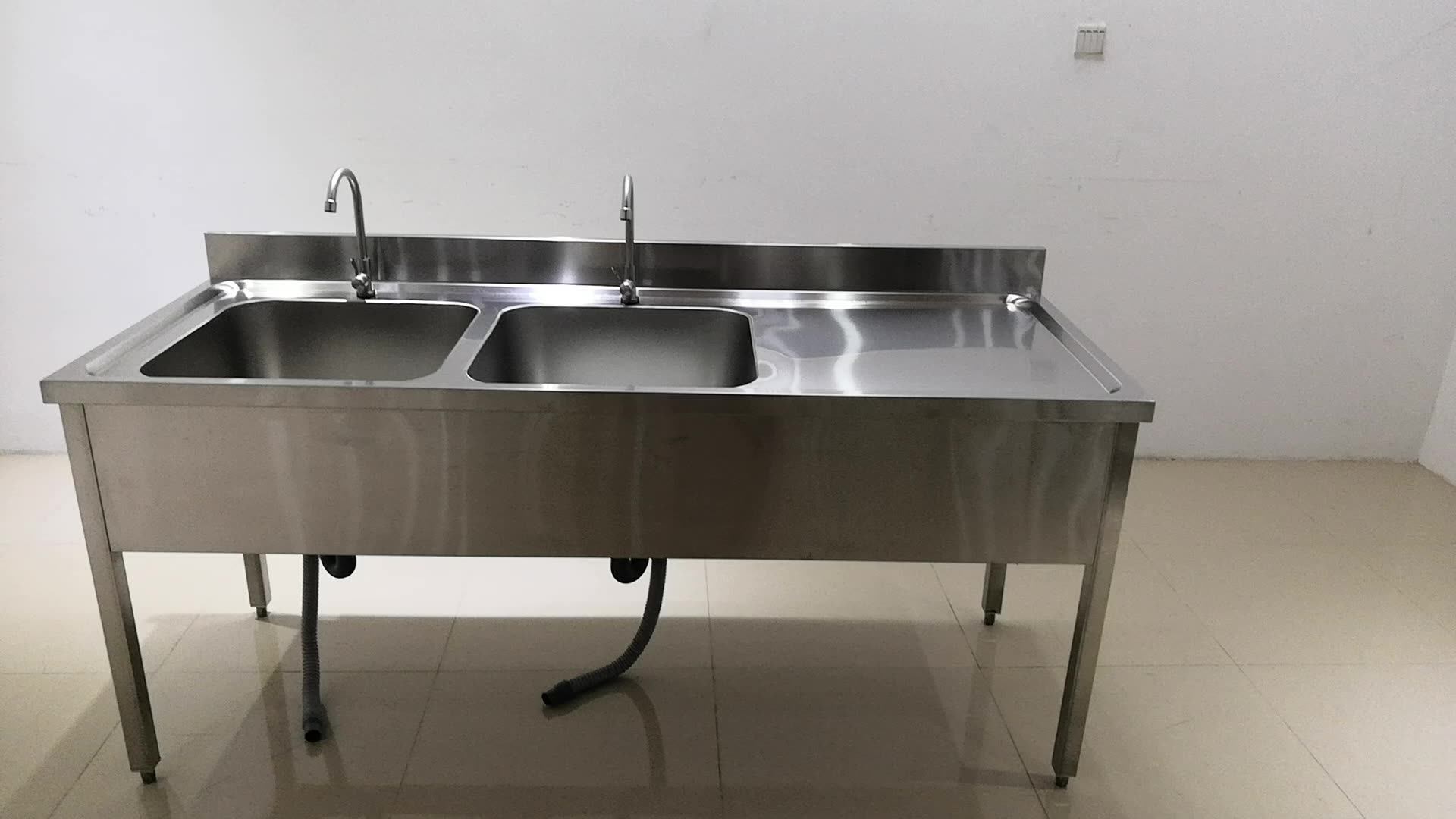 Commercial Modern Stainless Steel Square Single Sink Work Table With