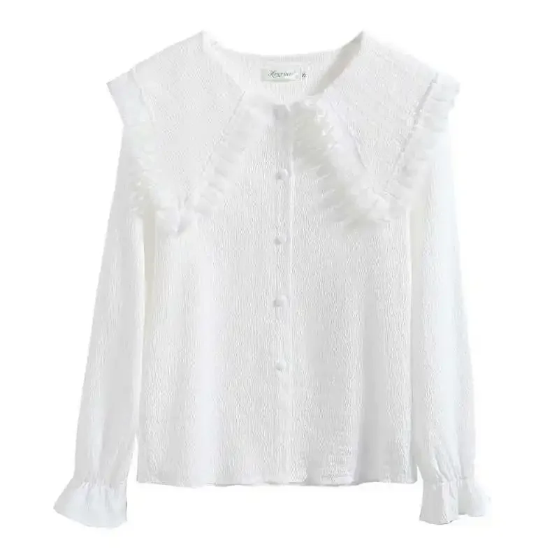Design Sense Niche White Long Sleeve Shirt Women's Early Spring New This Year's Popular Beautiful Top Chic Unique Small Shirt