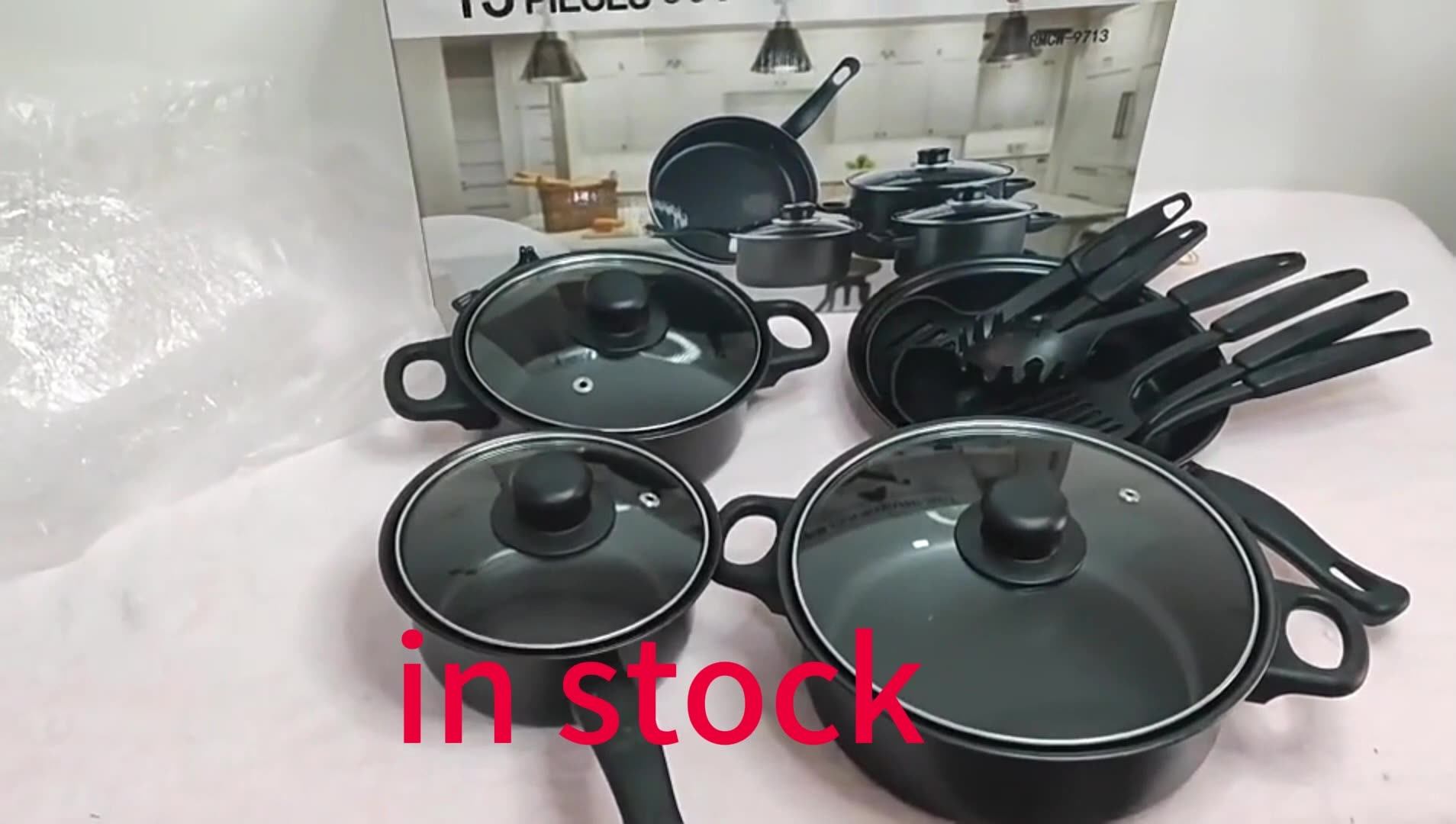 Hot Selling Kitchen 13 Piece Non Stick Cookware Sets Black Pot And Pans