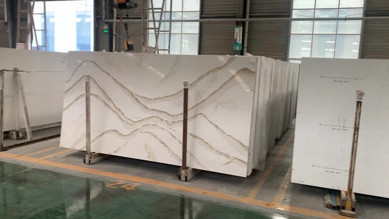 Chinese Quartz Countertop Calacatta Gold Quartz Stone Slabs For Kitchen
