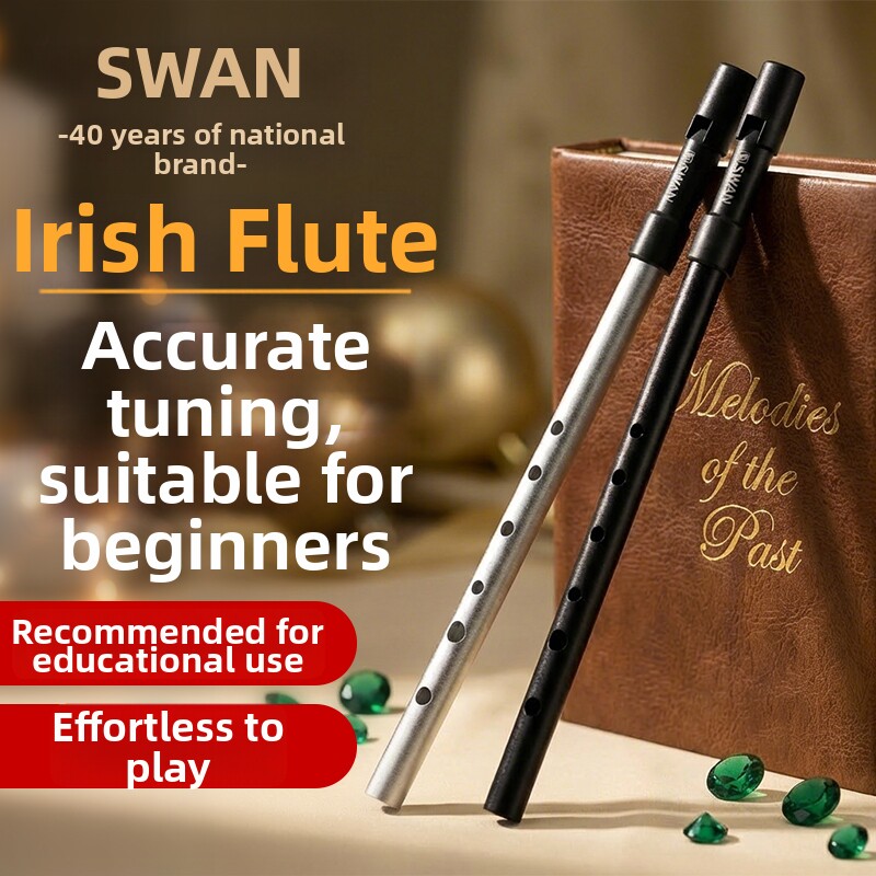 Swan Irish Whistle in D Key, C Key, Metal Pan Flute, Professional Performance-Level Instrument, Beginner Six-Hole Recorder