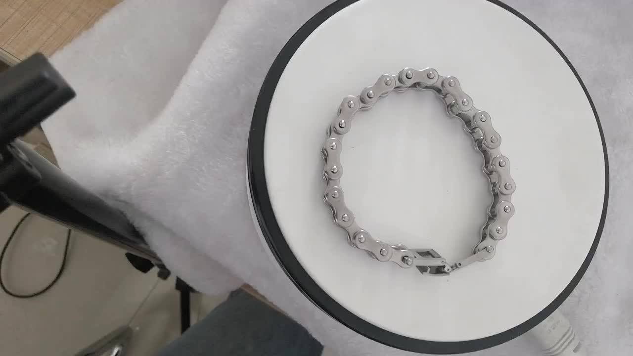 Pulsera De Hombre De Acero Inoxidable Con Diseño De Cráneo Y Cadena De Eslabones, Longitud 21.5cm, Efecto Espejo Pulido - Estilo Biker