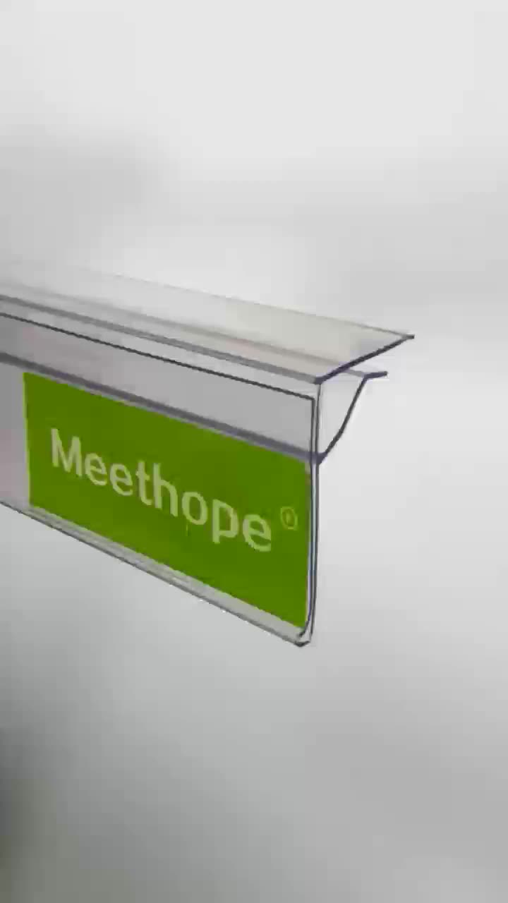 Meethope Pvc Extrusion Shelving Glass Label Holder Retail Supermarket Plastic Clear Glass Shelf