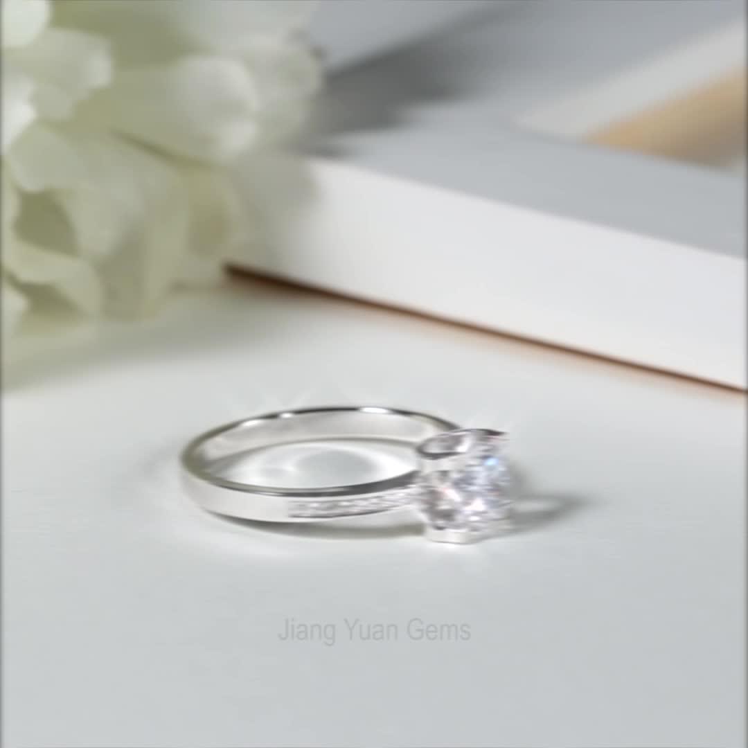 Lab Created 1ct 6.5mm Moissanite Stone Silver Ring Moissanite Jewelry