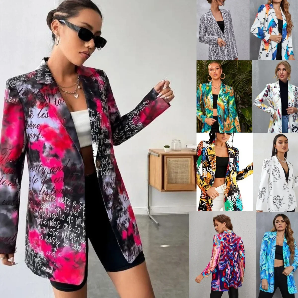 2024 Amazon Europe and the United States foreign trade does not locate printing ladies casual small suit coat trend women's clothing