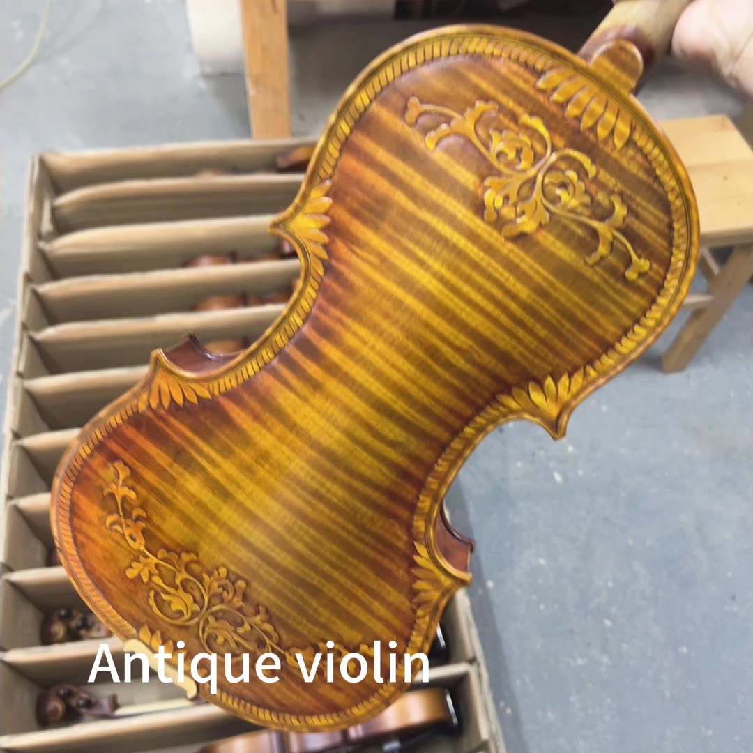 アンティーク　ヴァイオリン　バイオリン　4/4 ハンドメイド Wholesale 44 Handmade Wood Violin with Engraved Flower Pattern