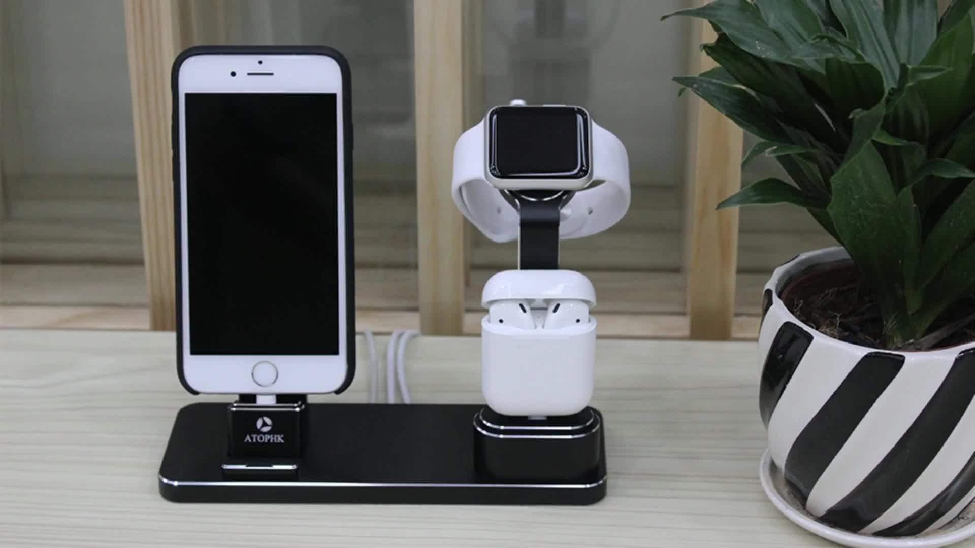 4 In 1 Aluminum Stand For Apple Watch Airpod Charging Station For Apple