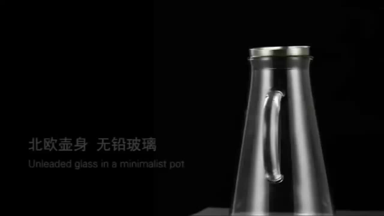 Handmade 2L European Design Borosilicate Glass Jug Stainless Steel Lid  Spout BPA Free Heat Resistant Eco-Friendly Portable