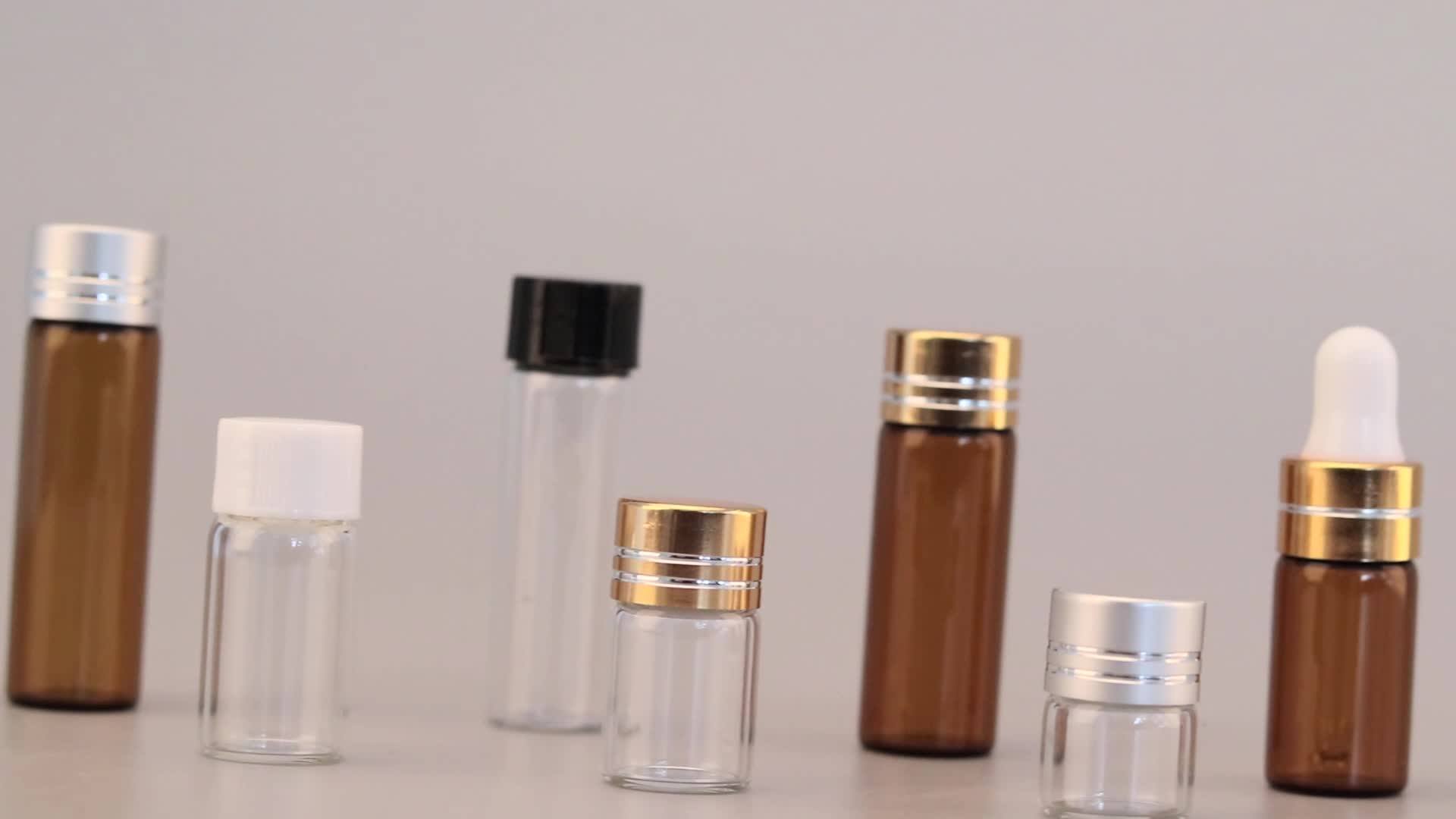 Clear Amber 3ml Glass Sample Perfume Bottle With Plastic Pinhole Plug