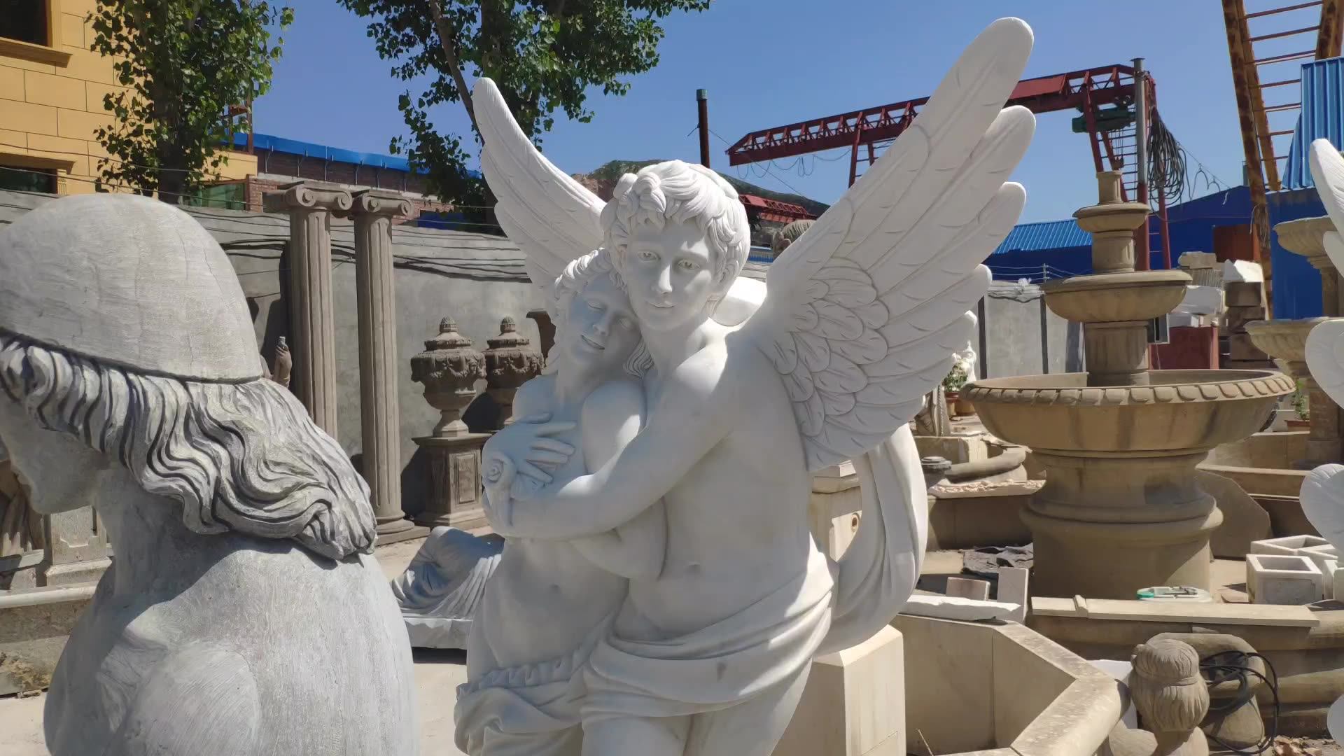 Antique Marble Greek Statue Large Saint Michael Angel Church Sculpture