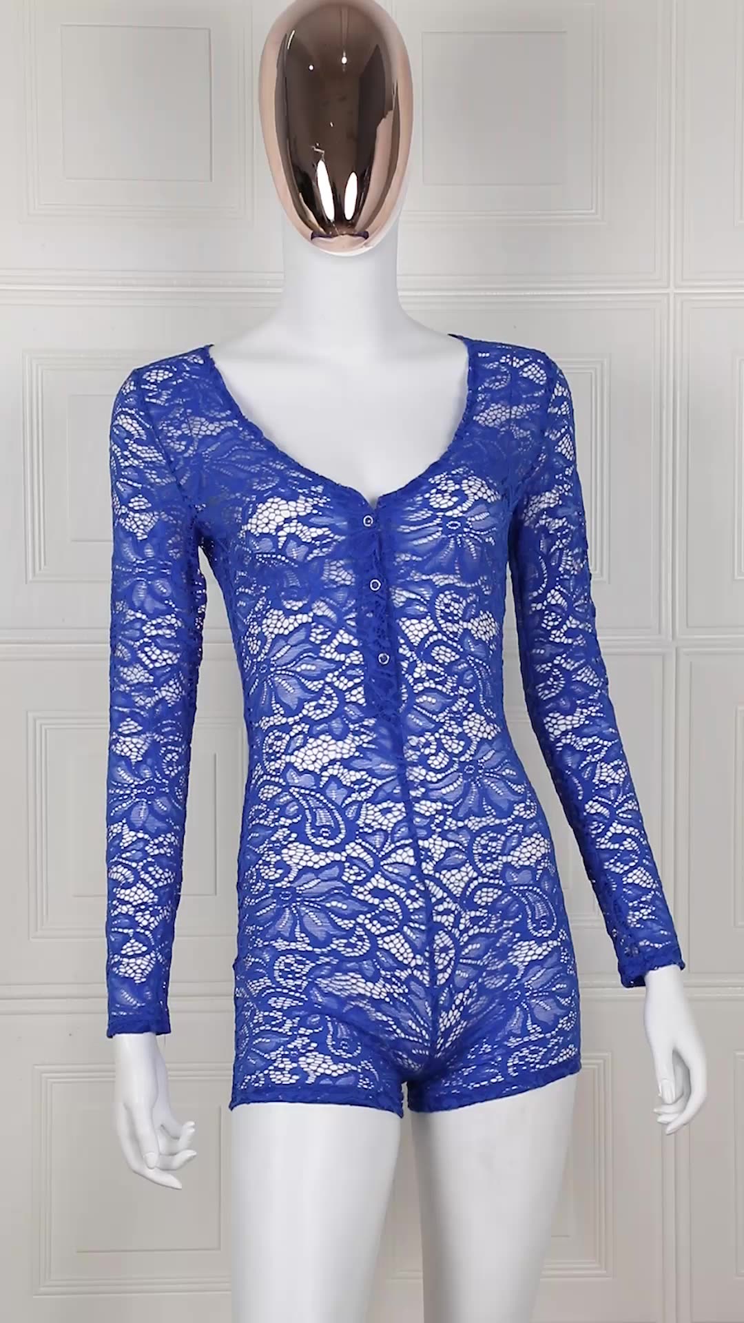 2021 Sexy Lace One Piece Vneck Onesie Women Sexy Transparent Bodysuit