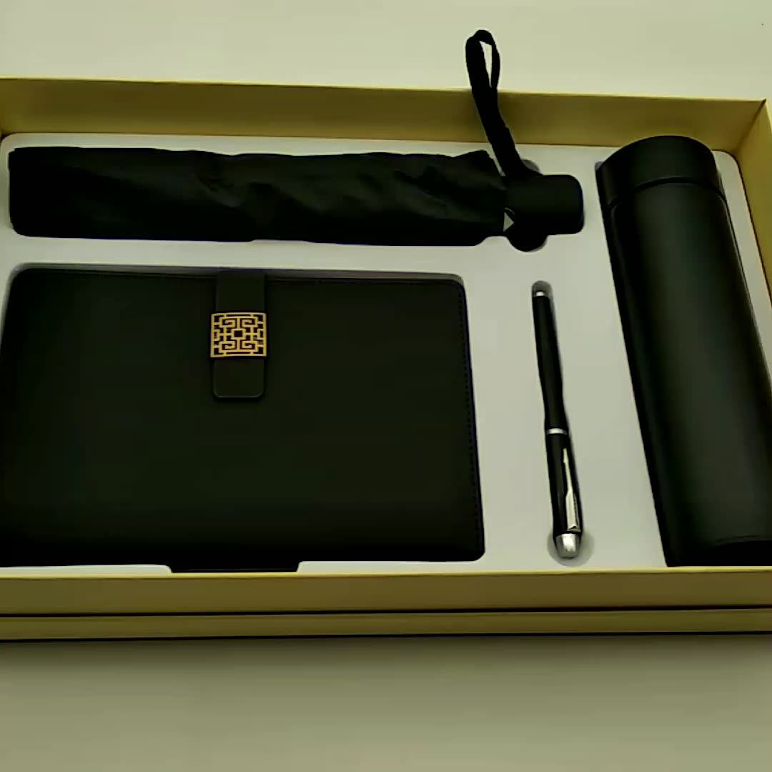2021 Hot 5 In 1 Thermos Cup Corporate Gift Set With Umbrella Metal Pen