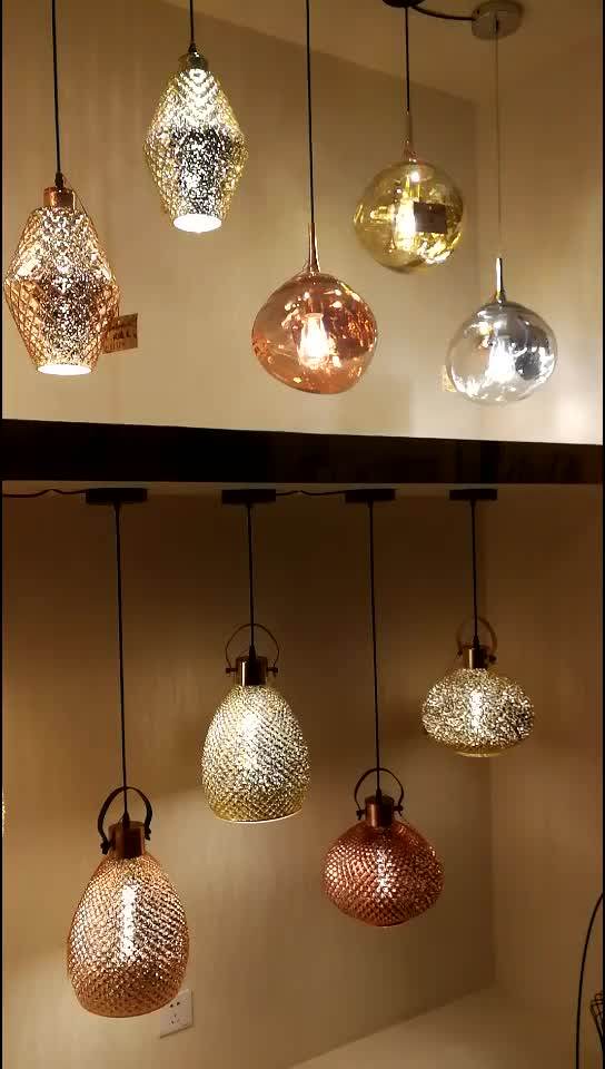 Newest Design Gold Colored Metal With Glass Pendant Lights Decorative Hanging Designer Modern