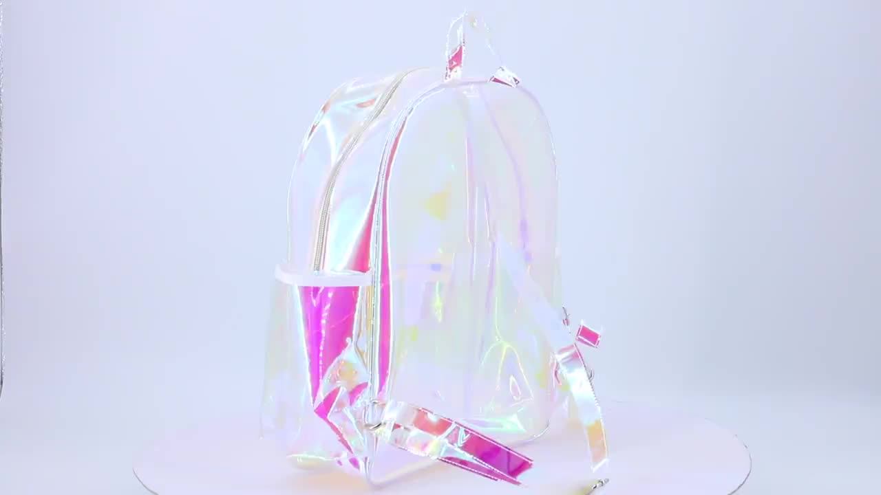 Fashion Holographic Transparent Clear Pvc Backpack With Custom Logo