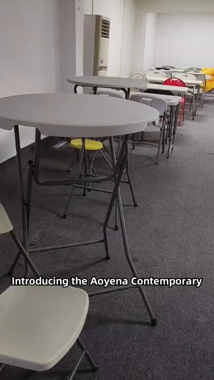 Modern 4ft Round Hdpe Plastic Folding Table For Dining Kitchen Home