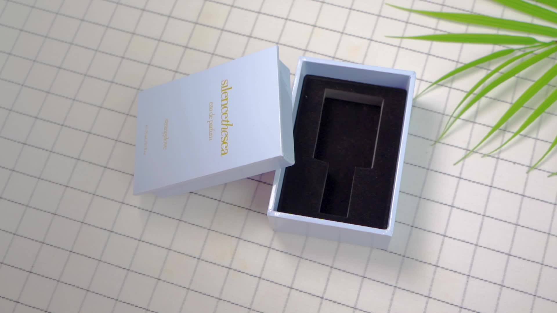 Customized Hinged Lid Perfume Gift Box With Velvet Blister Inner Tray