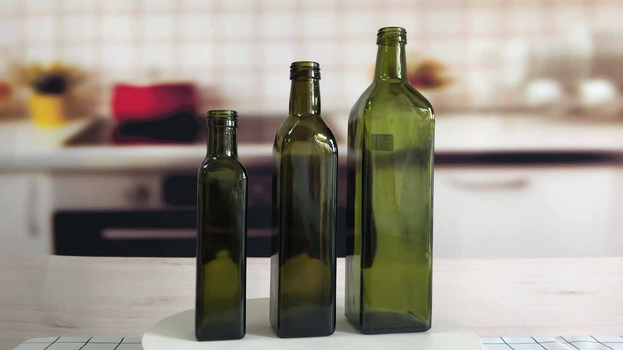 250 Ml /500 Ml /750 Ml Dark Green Square Glass Olive Oil Bottle Vinegar Bottle Buy Dark Green