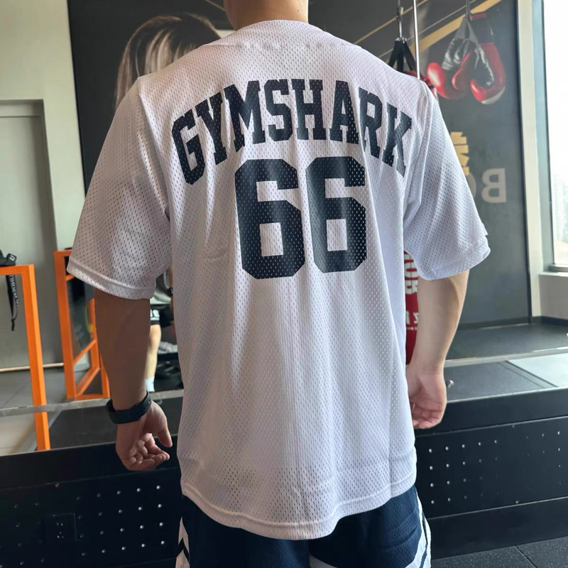 Shark Chris Style Mesh Shirt Quick-Drying Sports Fitness Jacket Short-Sleeved Cardigan Top European and American Sizes