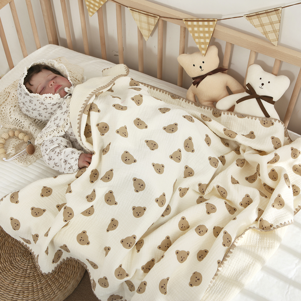 Children 4 floor gauze cover by summer kindergarten baby cover blanket small quilt newborn bag by pure cotton bath towel-Taobao