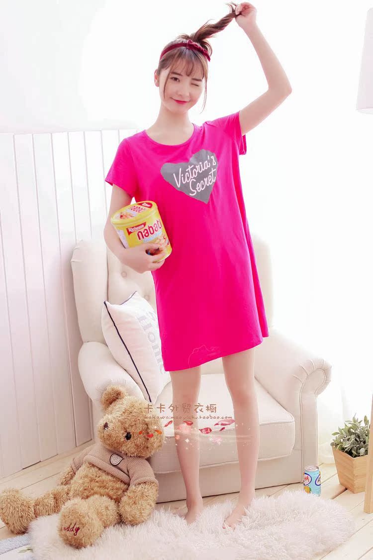 Đồ ngủ nữ mùa xuân và mùa hè ngọt ngào dễ thương ngắn tay nightdress vòng cổ bông dịch vụ nhà kích thước lớn thai sản dress cộng với chất béo váy