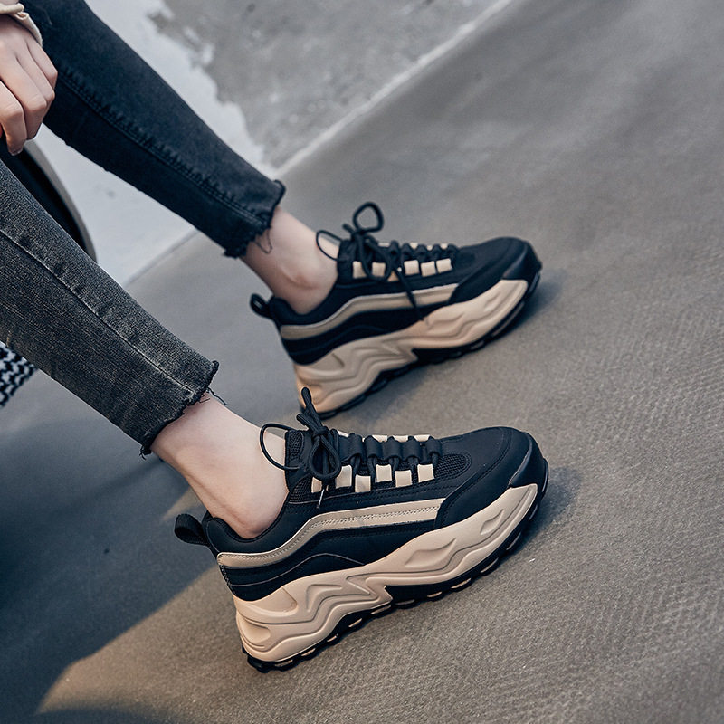 Nicole veve leather dad shoes 2021 new thick bottom breathable autumn and winter women's shoes casual running sneakers