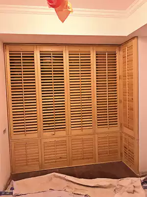 Pinus sylvestris New Zealand radiata pine logs natural color solid wood breathable window movable Louver folding push-pull partition window door