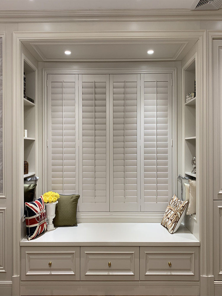 European and American solid wood blinds Adjustable movable blades Living and dining room bedroom shading breathable window door customization