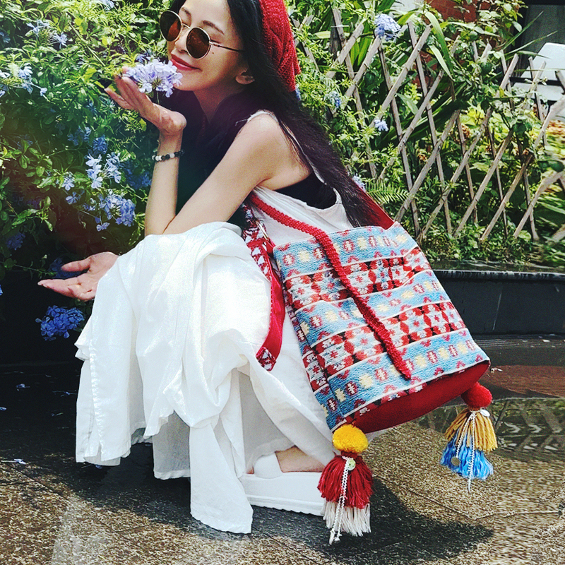 Blue Hunter's Notes~Mr. Pop's Original Bucket Bag, Bohemian Hippie Canvas Large-Capacity Travel Crossbody Bag