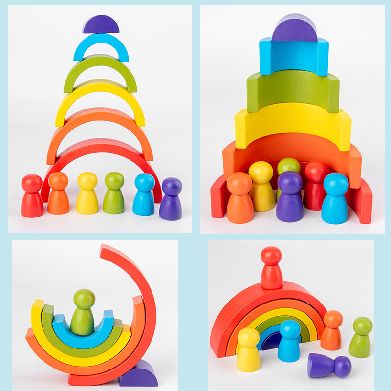 District Material Kindergarten Mon's teaching tools for Rainbow Block Children Training Hand Eye Coordination of Early Teaching and Pulling Young Intelligence